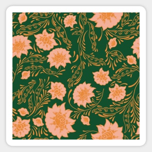 flower pattern orange pink green aesthetic Sticker